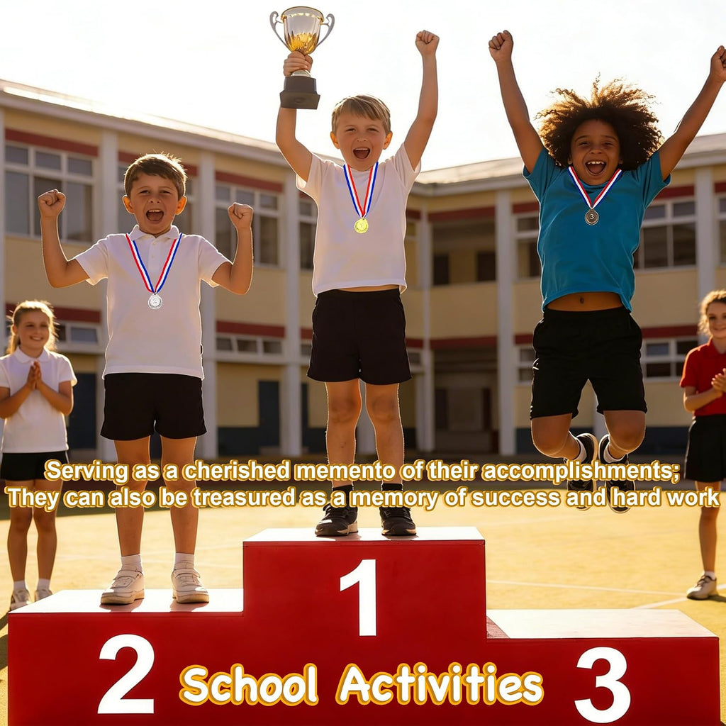 24/36/48/72/108 Pcs Gold Silver Bronze Award Medals, 2’’ Olympic Style Winner Medals Gold Silver Bronze Prizes with