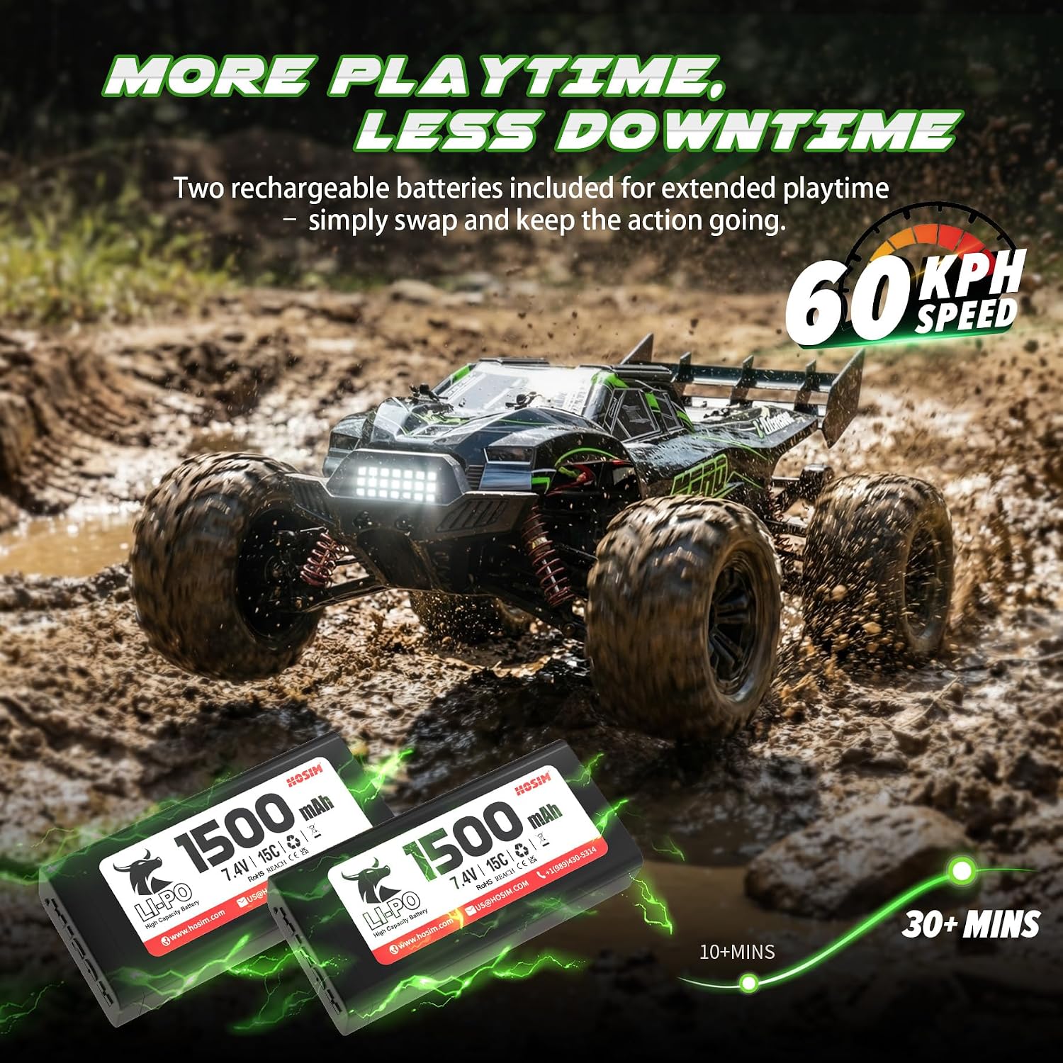 1/10 Brushless RC Cars for Adults & Boys 60+ KPH, Fast RC Truck | 4x4 Off-Road All-Terrain Big Remote Control Car