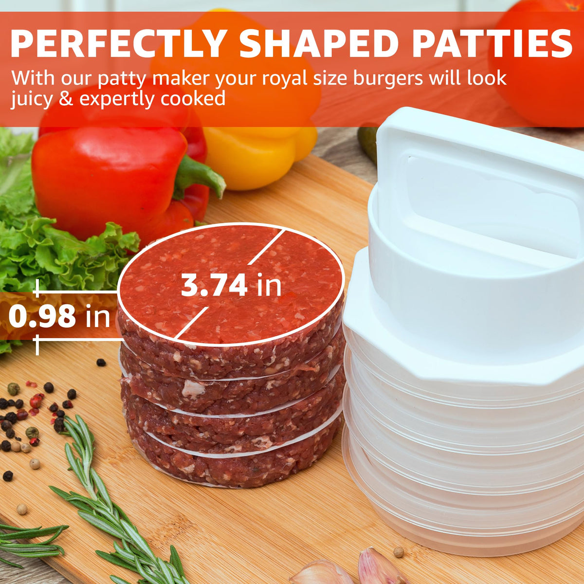 Hamburger Press Patty Maker Set 4 in 1 - Burger Patty Maker, Shaper for BBQ
