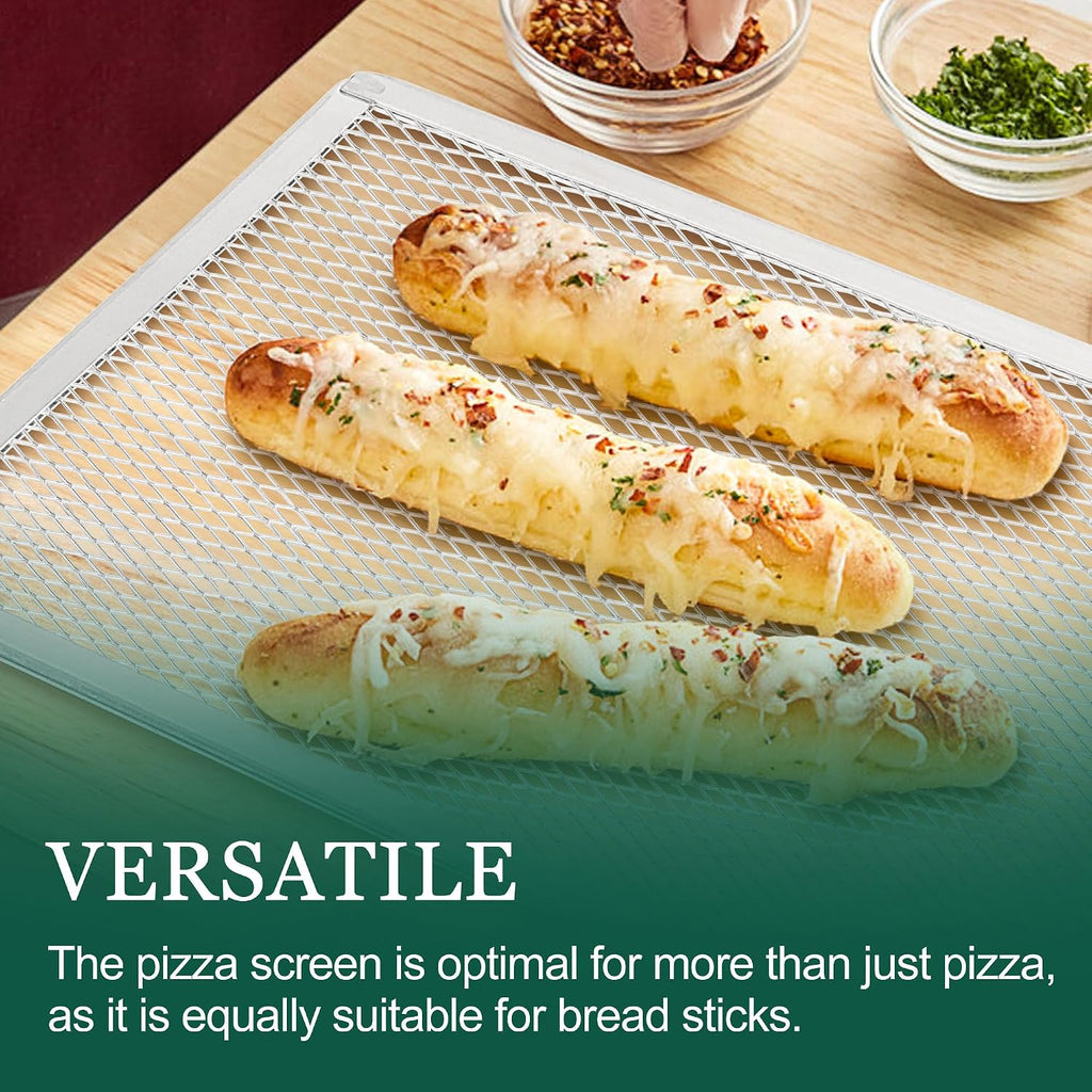 Pizza Screen 11 x 16 Inch 2 Pack Rectangular Aluminum Pizza Pan Restaurant-Grade Flatbread Screen Pizza Crisper