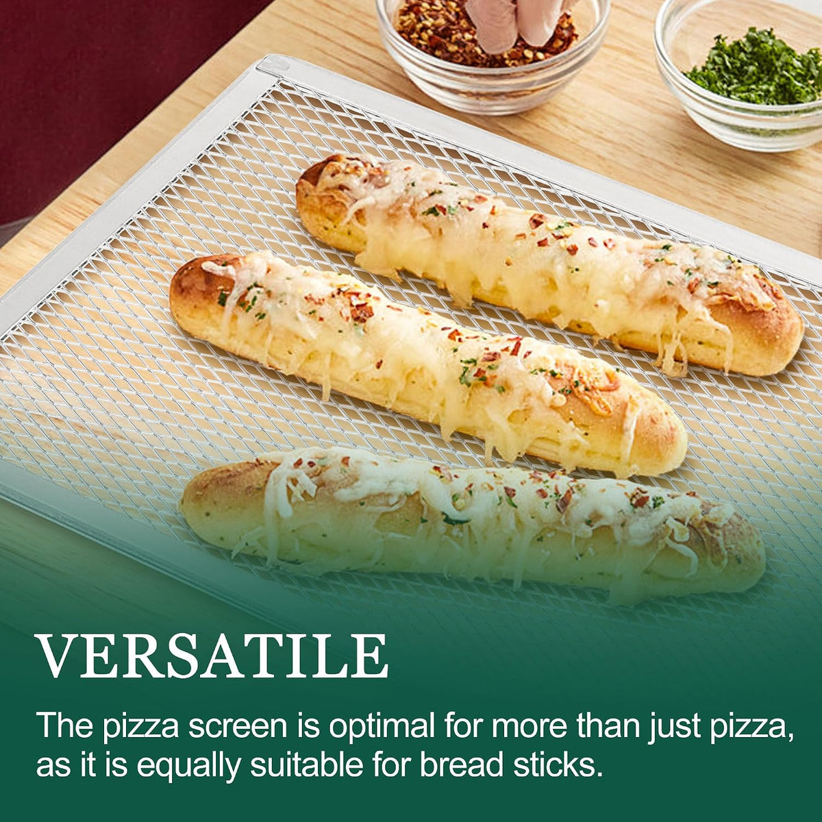 Pizza Screen 11 x 16 Inch 2 Pack Rectangular Aluminum Pizza Pan Restaurant-Grade Flatbread Screen Pizza Crisper