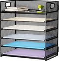 6 Tier Paper Organizer Letter Tray - Mesh Desk File Organizer with Handle, Paper Sorter Organizer for Letter/A4