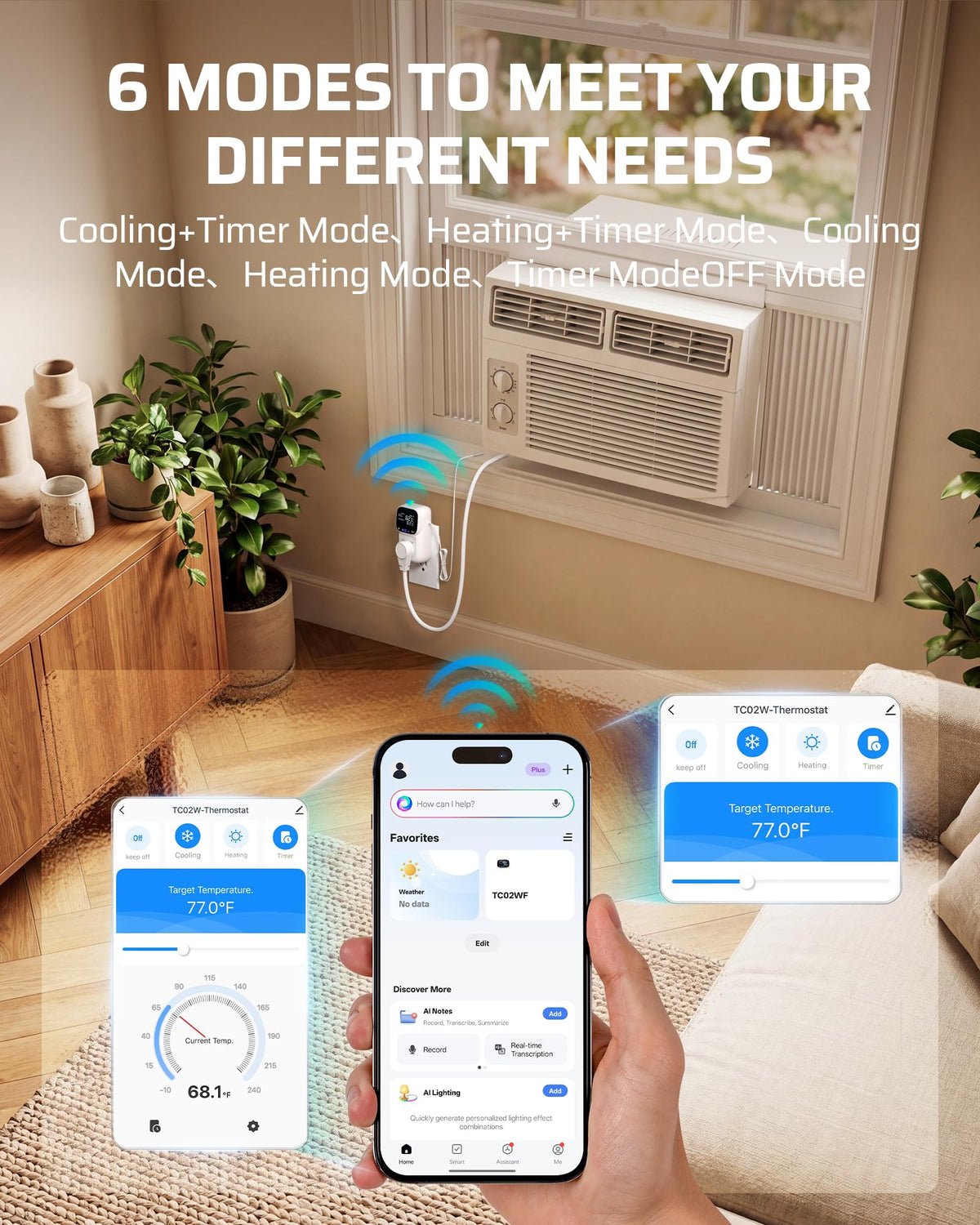 DEWENWILS Smart Temperature Controller, 15A Smart Thermostat with Memory