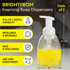 Foaming Soap Dispenser Pump Bottles, BPA Free Empty Refillable Plastic Container for Liquid Soap - Kitchen, Bathroom
