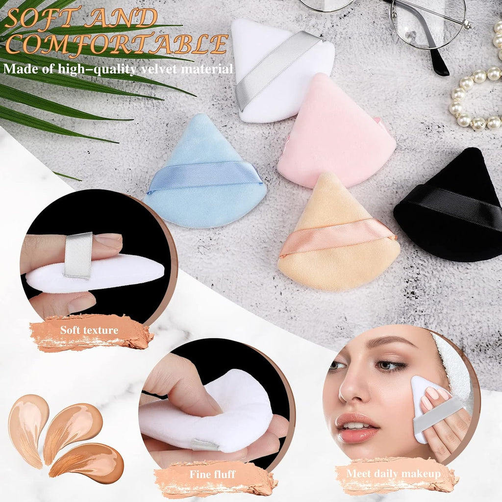 48 Pcs Triangle Powder Puff Velour Makeup Sponges,Bright Color