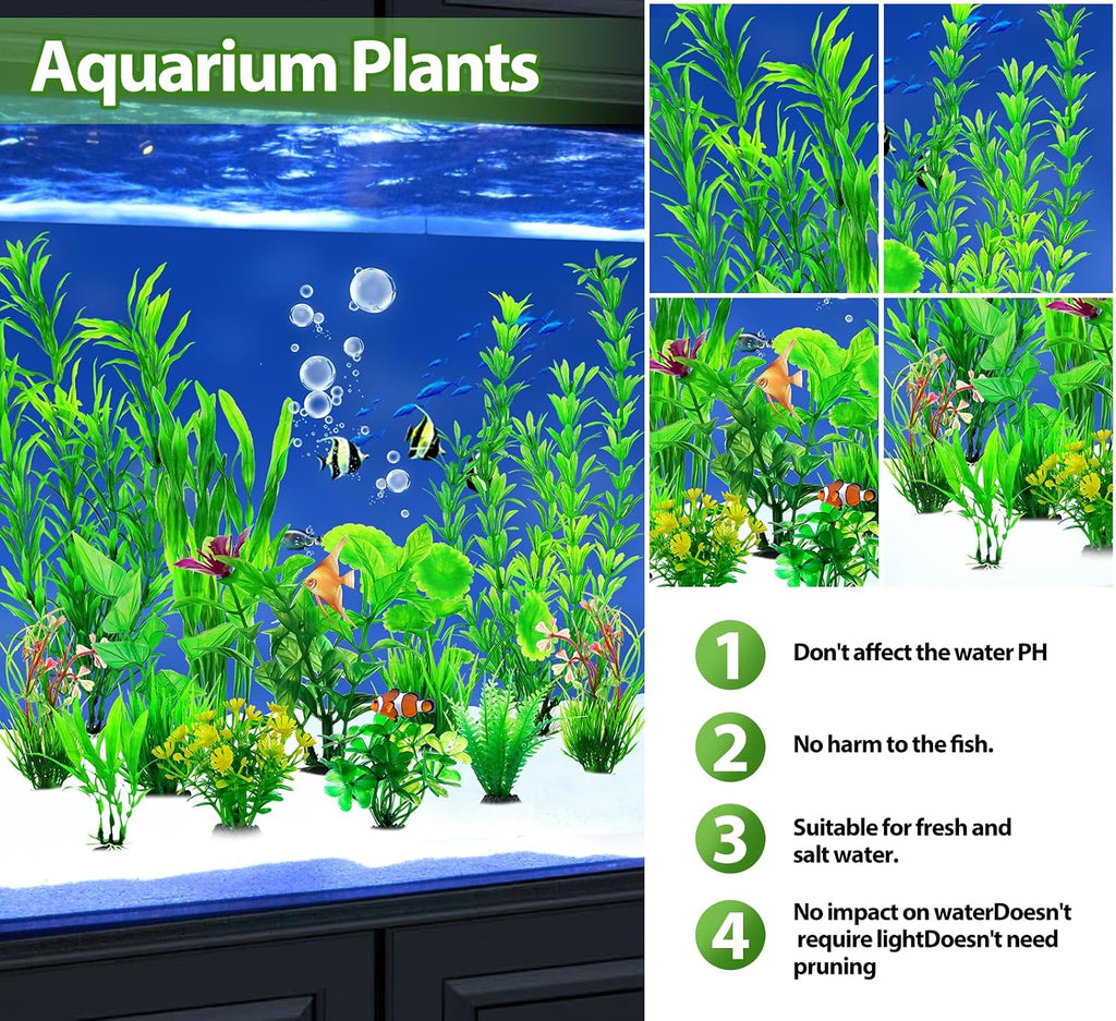 12pcs Fish Tank Accessories Aquarium Decorations Green Plants, Green Fish Tanks Decoration Plants, Fish Tank Decor
