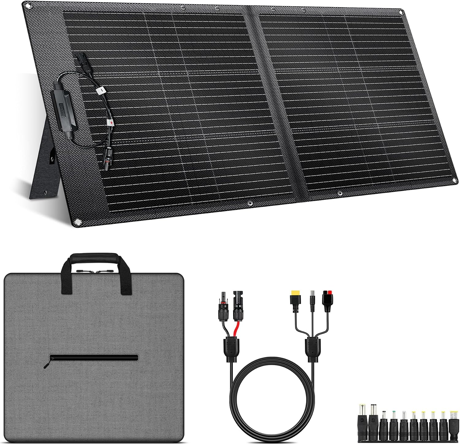 100W Portable Solar Panel for Power Station, 20V ETFE Foldable Solar Panel Charger with 23.7% High Efficiency for