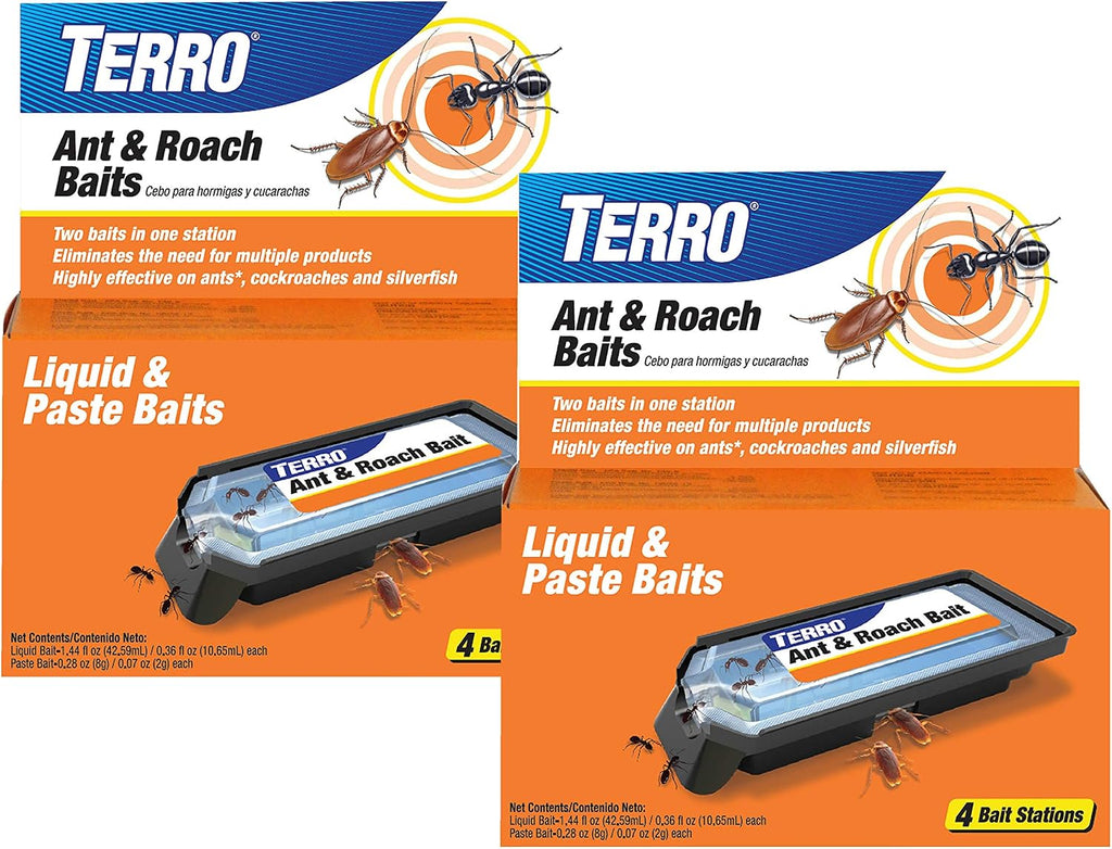 Ant & Roach Bait, 8-Pack, Indoor Ant Killer and Roach Killer | Pre-Filled Dual Bait Stations Attract and Kill Ants