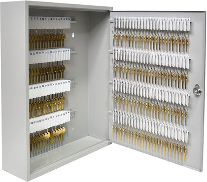 STEELMASTER Key Holder Cabinet - 200-Key Cabinet - 200 Easy-to-Write-On Key Tags - Piano Hinged Door - Standard Keyed