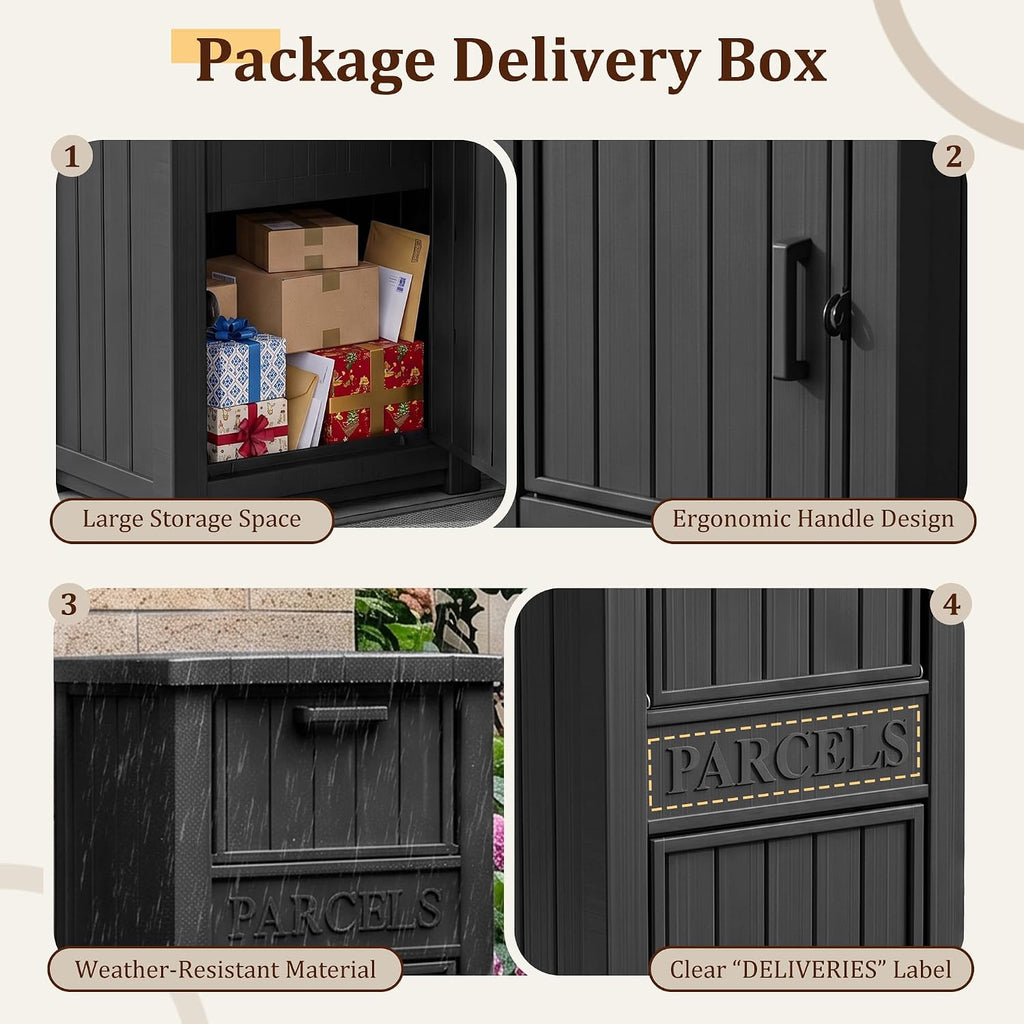 Package Delivery Boxes for Outside, 120 Gallon Outdoor Storage Box | Lockable Secure Design, Deck Box Outdoor