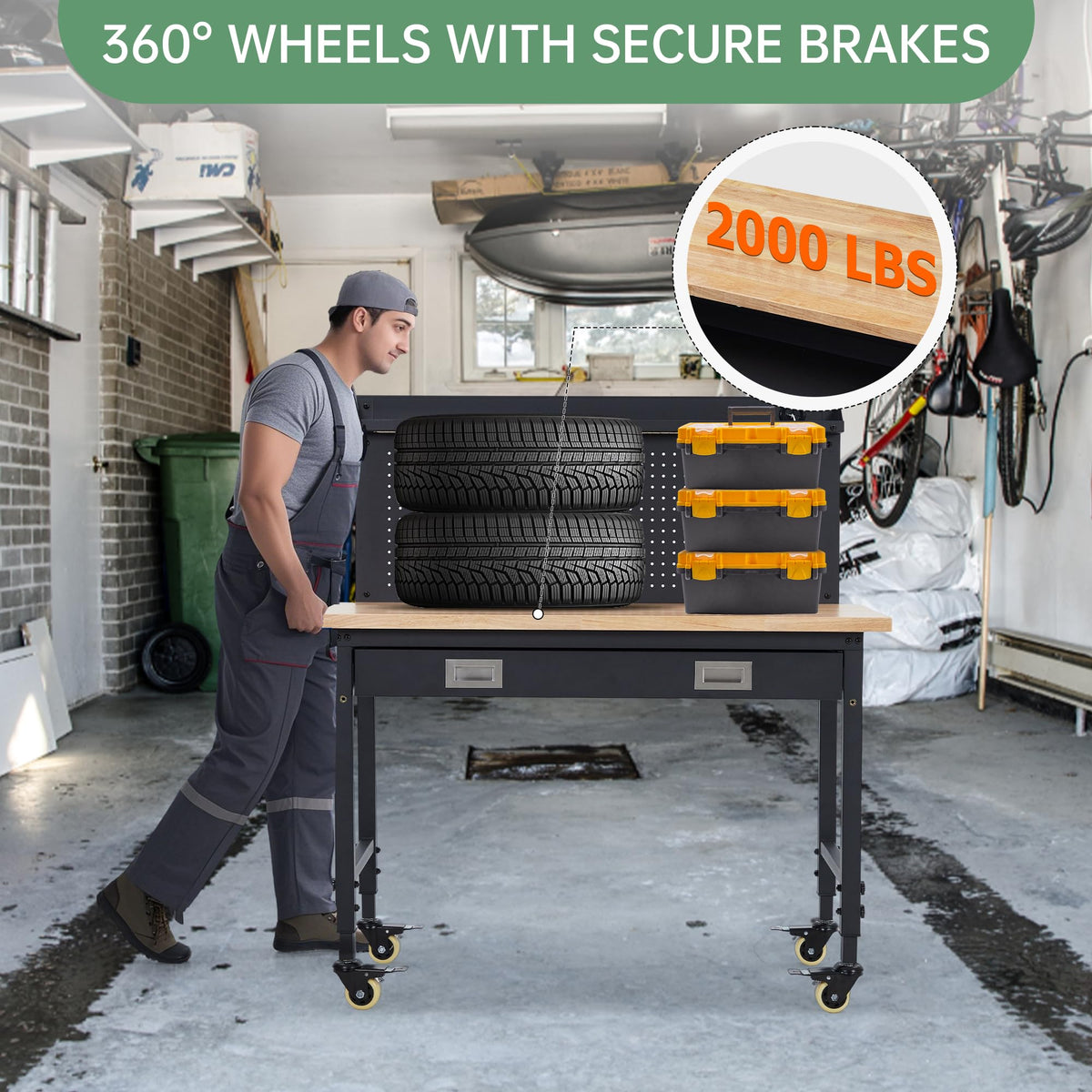 48“ x 24" Workbench, 2000 LBS Load Capacity Heavy Duty Work Benches