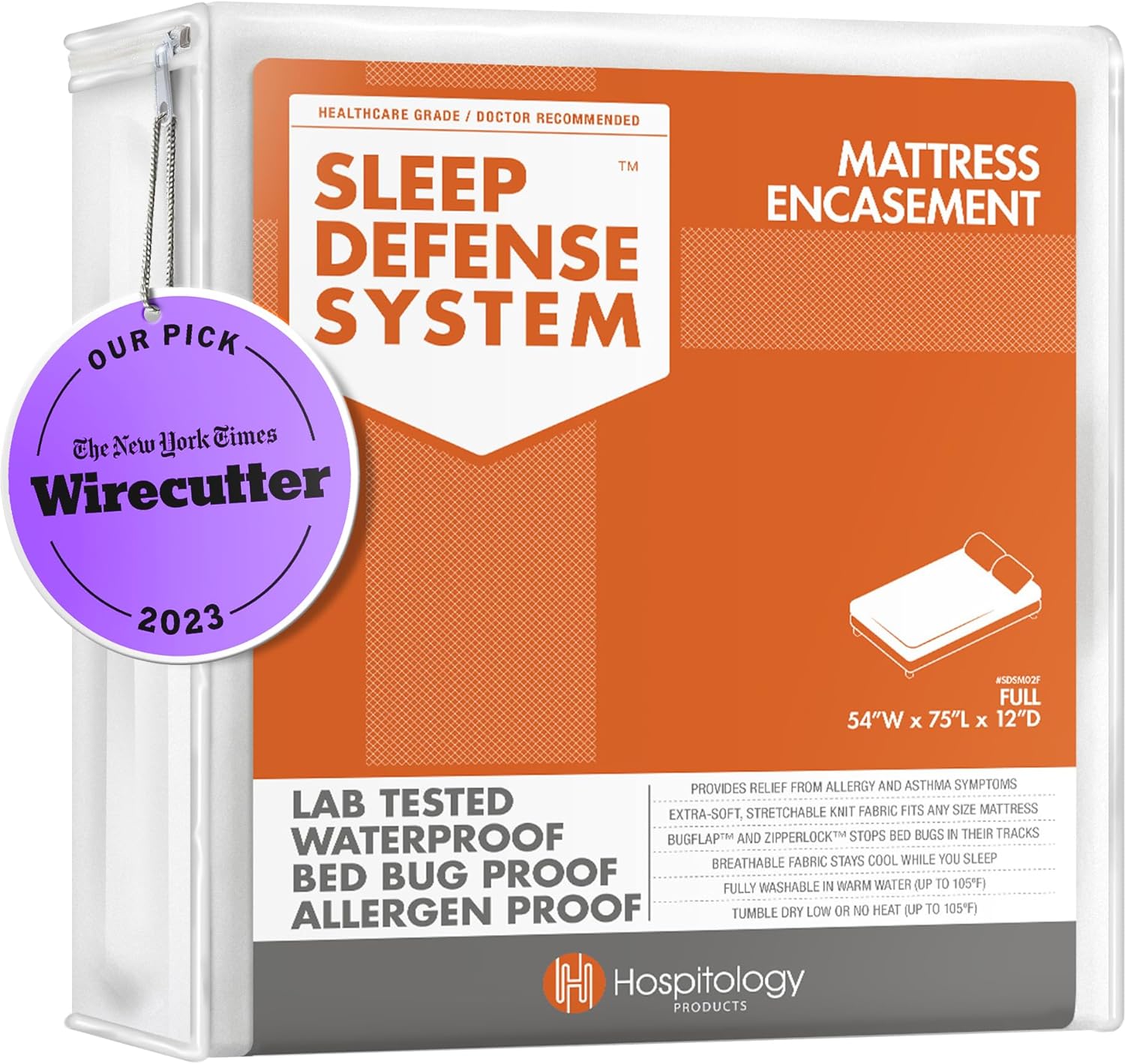 Mattress Encasement - Zippered Bed Bug Dust Mite Proof Hypoallergenic - Sleep Defense System - Full/Double