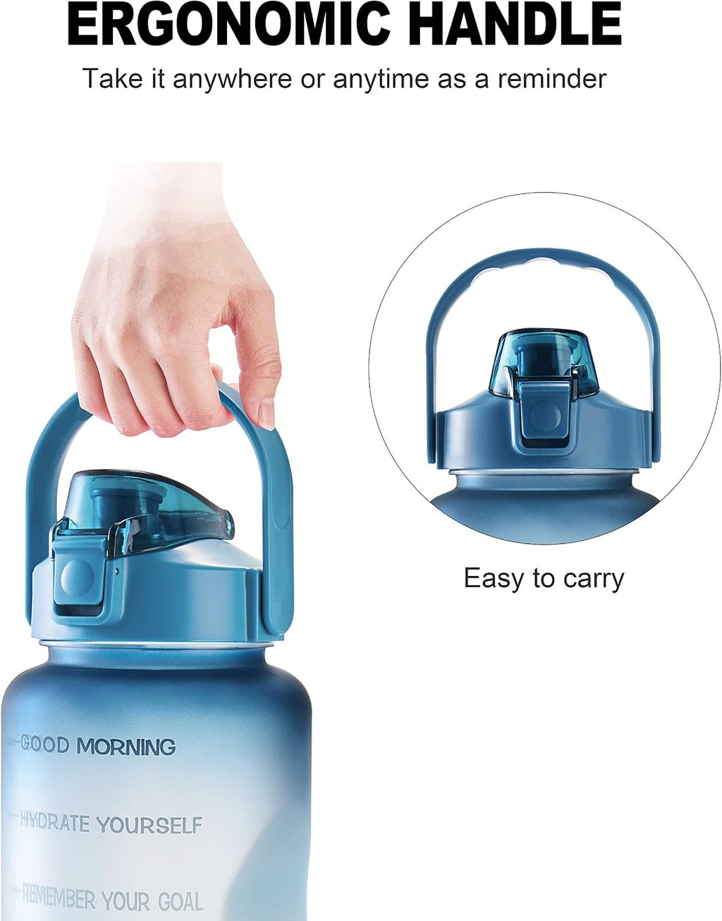 64oz/128oz Leakproof Free Drinking Water Bottle with Motivational Time Marker BPA Free for Fitness, Gym and Outdoor