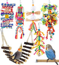 Bird Toys, Parakeet Swing Parrot Ladder Cockatiel Perch Conure Hanging Bell Toys for Parakeet Conure Cockatiel Mynah