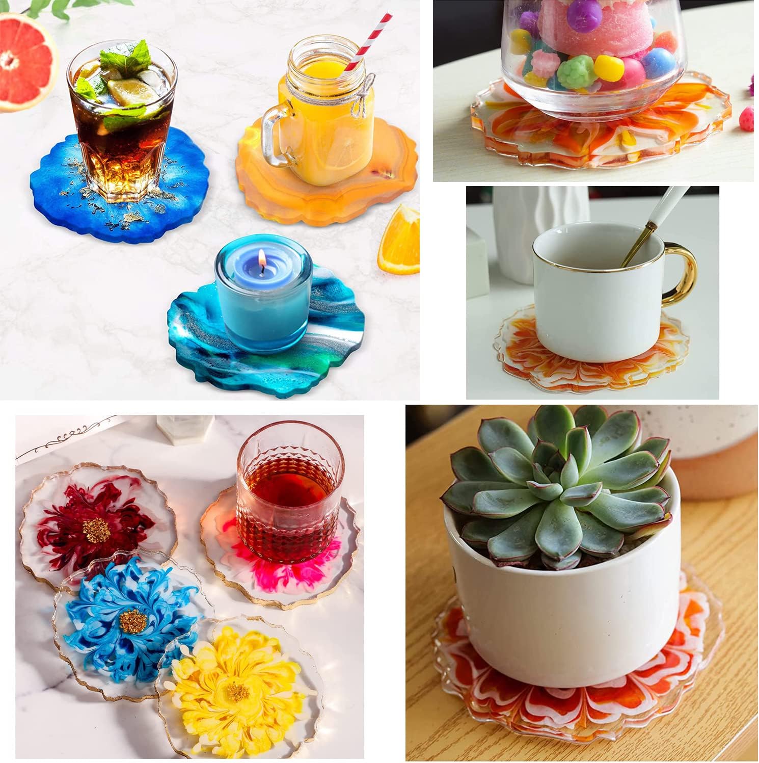 Silicone Coaster Mold Resin Coaster Molds Coaster Molds Set of 4 | Resin Casting Irregular Wave Shape Silicone Mold