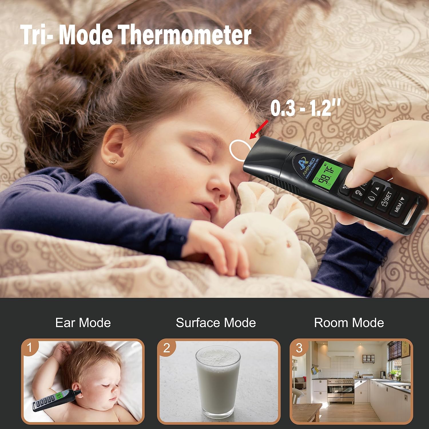 Baby Thermometer | 3-in-1 Accurate Infrared Thermometer for Ear, Forehead & Touchless, Fever Thermometer for Baby