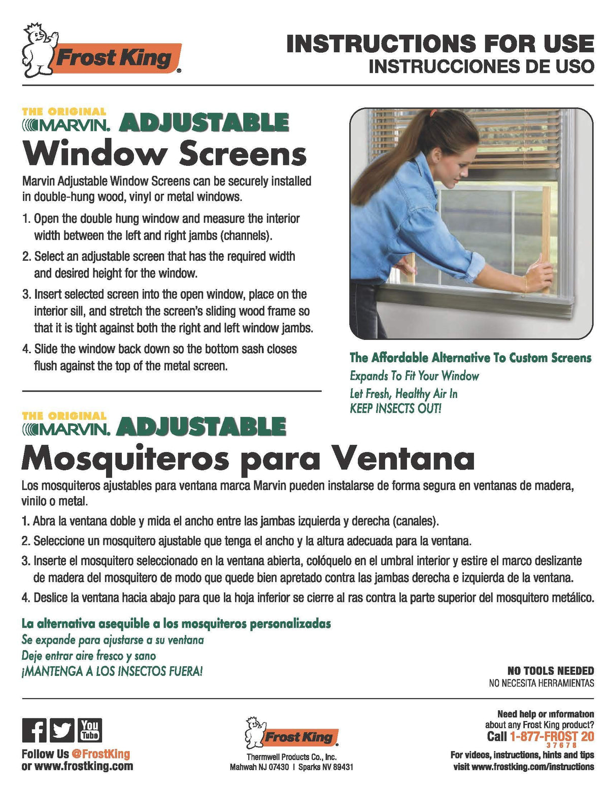 AWS1025 WB Marvin Adjustable Window Screen, 10" high, fits 15 - 25" wide