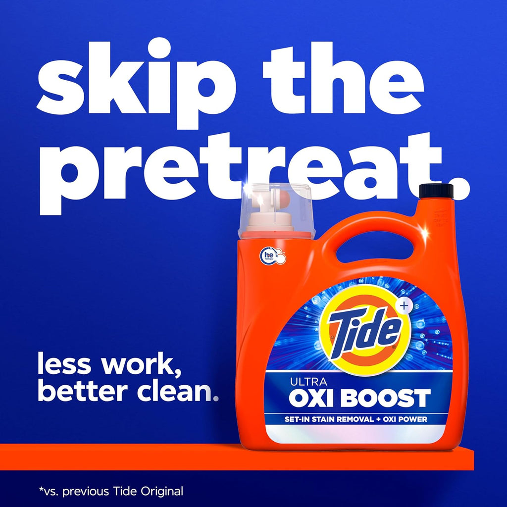 Ultra Oxi Boost Liquid Laundry Detergent, 148 fl oz, 105 Loads, Advanced Stain Remover with Extra Oxi Power