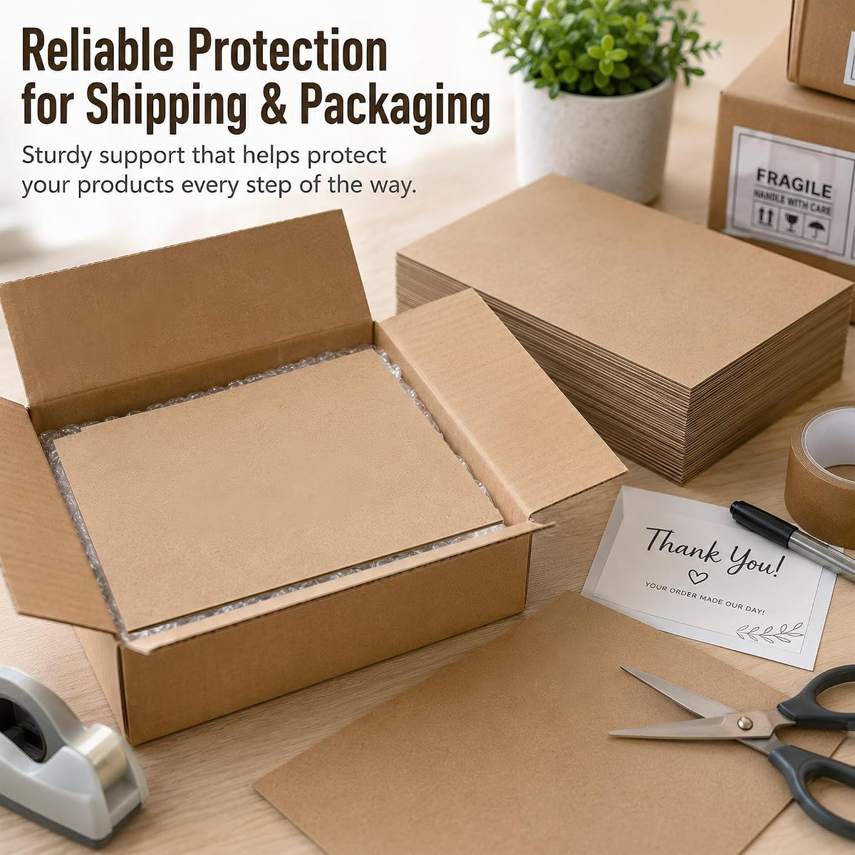 Heavyweight Kraft Chipboard Sheets - Thick 30pt Brown Cardboard Sheets - 100 Pack Chipboard 8.5" x 11" Rigid Chip
