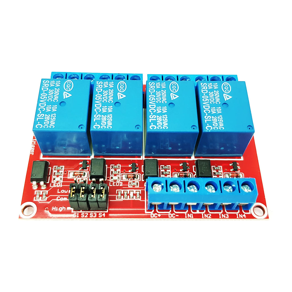 DIYables 4 Channel 5V Relay Module for Arduino ESP32 Raspberry Pi, 2 Pack