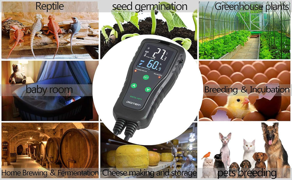 Temperature & Humidity Controller - Outlet Plug-in Thermostat & Humidistat for Reptiles & Greenhouses - Dual Stage