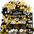 New Year Party Decorations 2026, Happy New Year's Eve Party Supplies Kit, 2026 Gold Black New Year Party Decor with