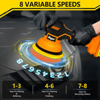 Cordless Car Buffer Polisher kit - 2Pcs 2000mAh 21V Battery, 6 Inch Portable Orbital Buffer Polisher Kit, 8 Variable