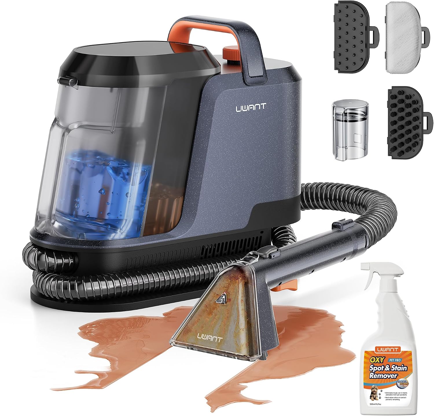 18Kpa Carpet Cleaner Machine with Pet Pro Cleaner&Tools Set of 1 | Portable Carpet Cleaner with 3 Brush Heads for