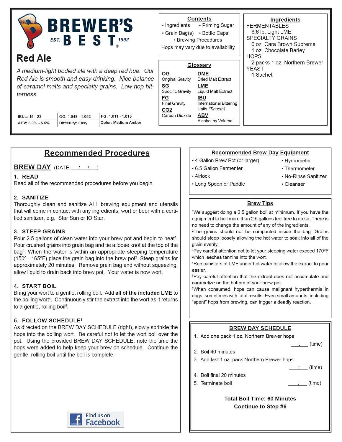 Brewers Best Red Ale Beer Making Kit