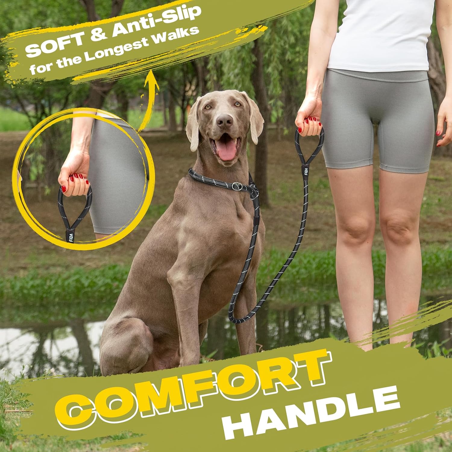 Durable Slip Lead Dog Leash, 6 FT x 1/2" Heavy Duty Dog Loop Leashes, Comfortable Strong Rope Slip Leash for Large