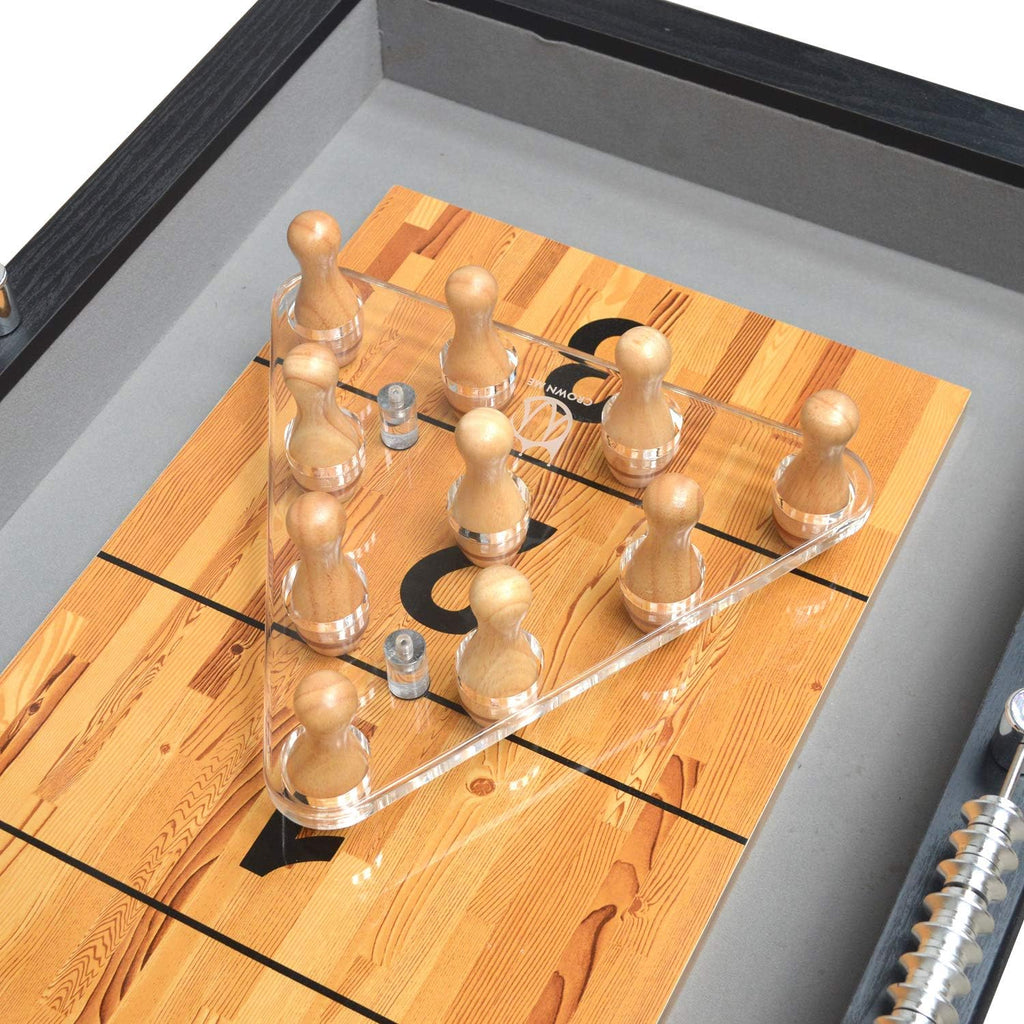 Shuffleboard Bowling Pin Set with 10 Pcs Bowling Pins Durabel Triangular Pinsetter Resin Bowling Ball and Carrying Bag