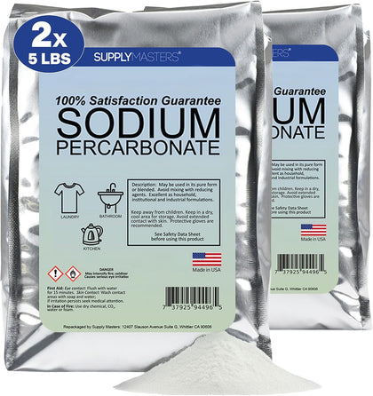 Sodium Percarbonate Powder 2 Pack (10 lbs Total) – Oxygen Bleach Alternative & Stain Remover – Multi-Purpose Cleaner