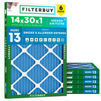 14x30x1 Air Filter MERV 13 Smoke & Allergy Defense (6-Pack)
