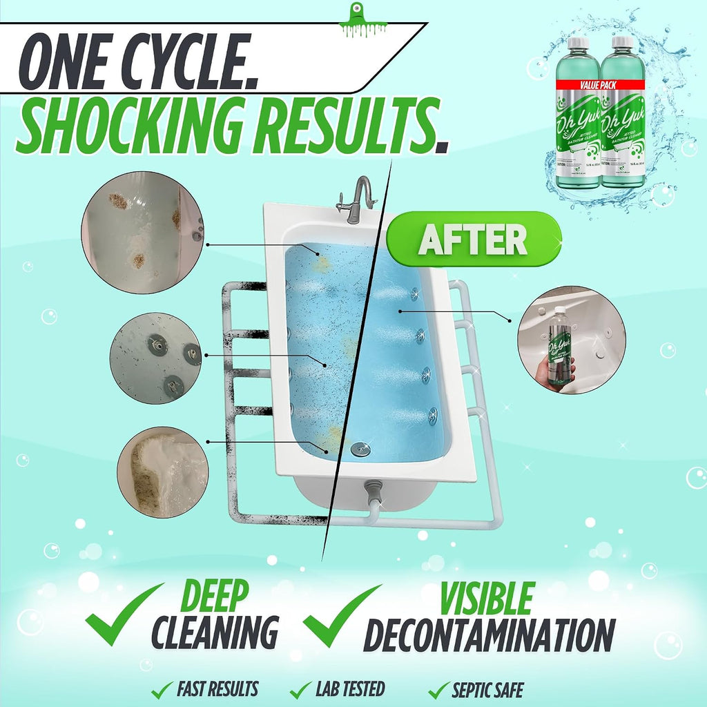 Oh Yuk Jetted Tub Cleaner 2 Pack for Jacuzzis & Whirlpools, Septic Safe