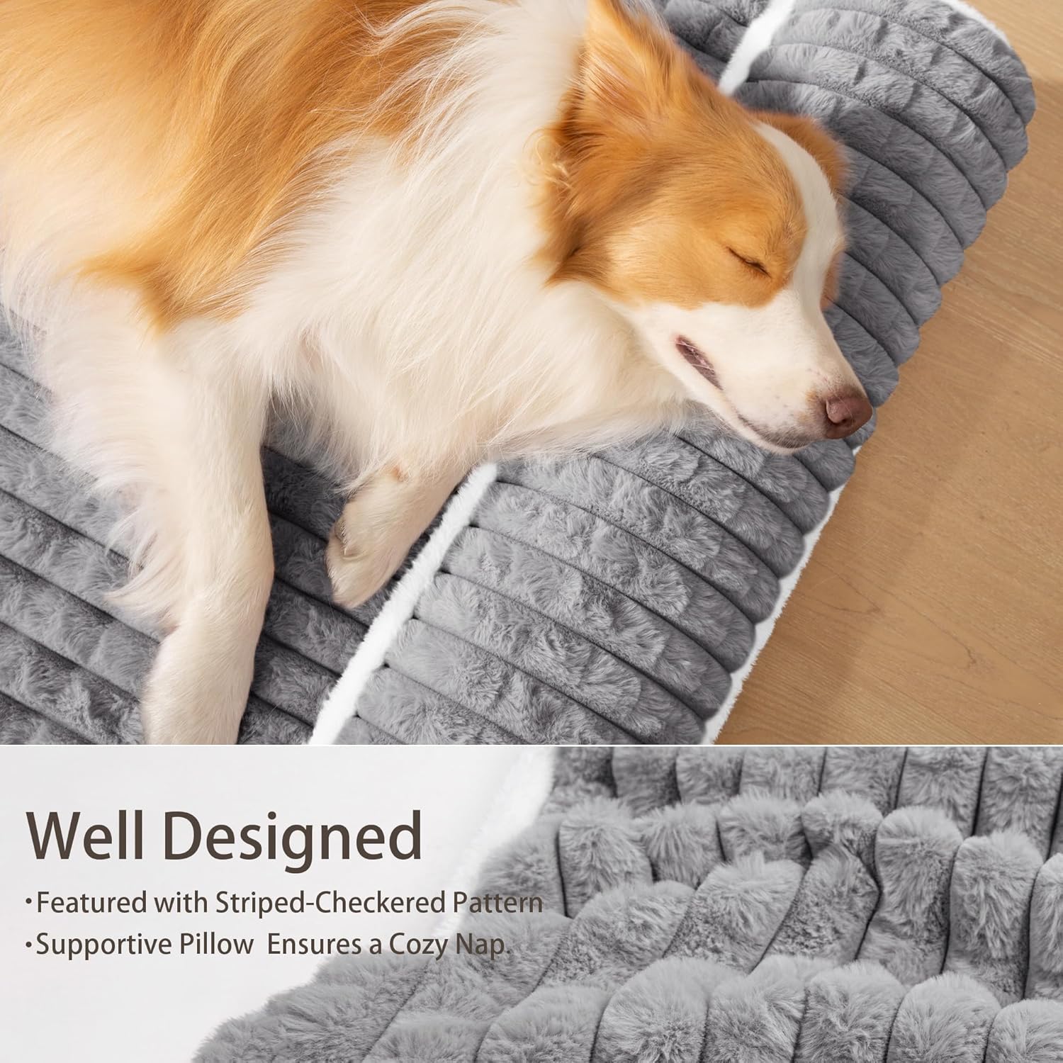 Orthopedic Dog Bed Large Sized Dog with Pillow 36''X24'', Waterproof Soft Comfortable Egg Crate Foam Pet Crate Beds