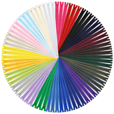 Nylon Zippers, DOITEM 72pcs 20cm/8 Inch Multicolor Nylon Coil Zippers for Sewing and Crafts 24 Colors