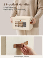 Small Closet Storage Bins - Closet Shelf Organizer with Open Window, 6 Pack, Beige