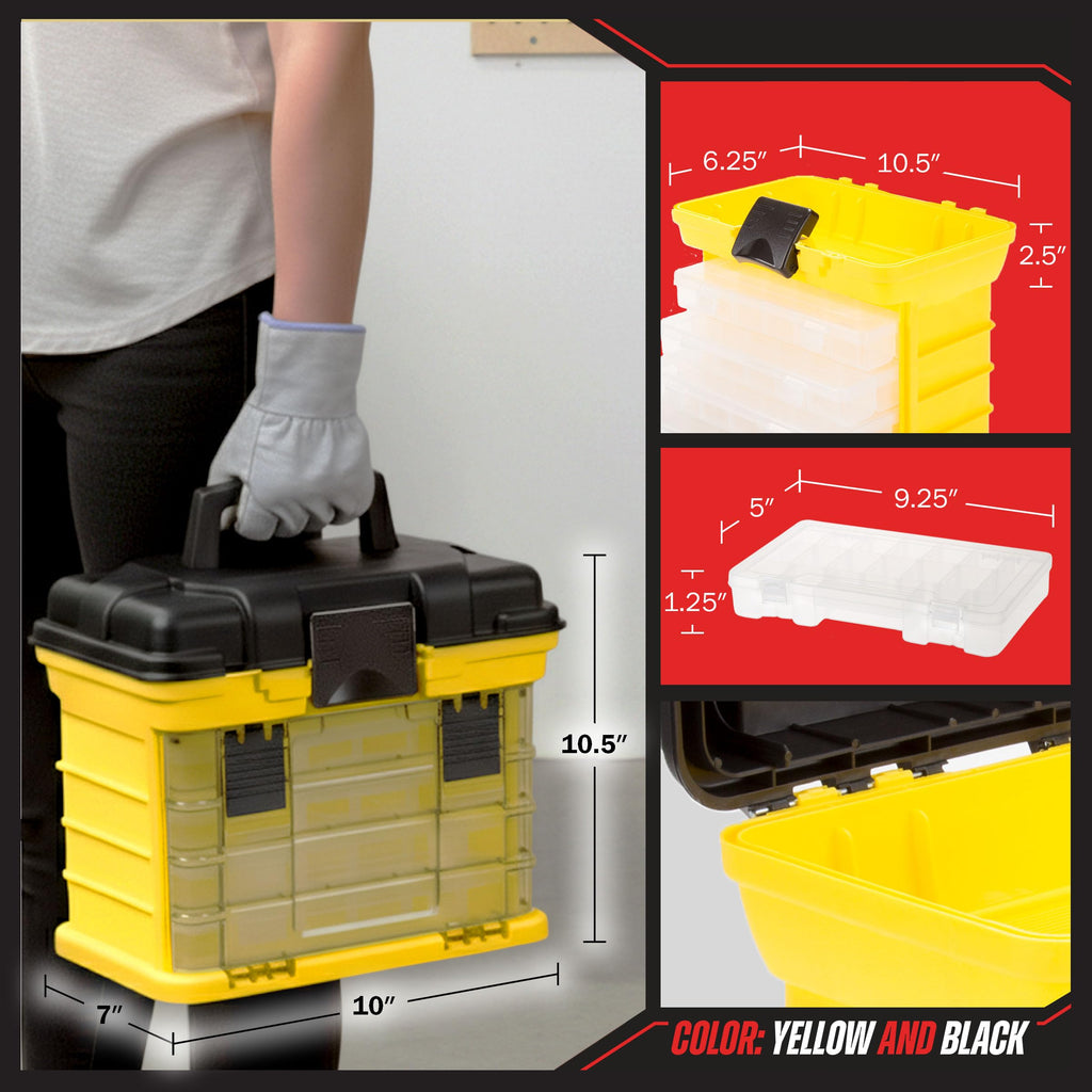 Portable Tool Box Small Parts Organizer, Yellow