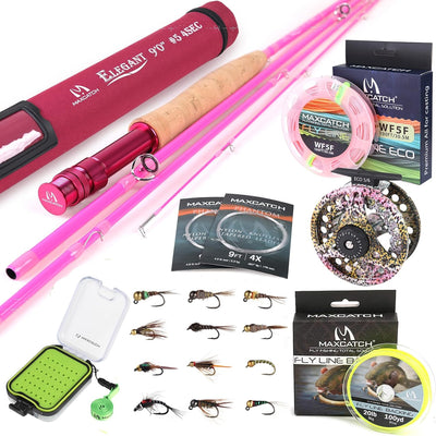 Maxcatch Women's Elegant Pink Fly Fishing Rod: 2/5-weight with Rod Tube