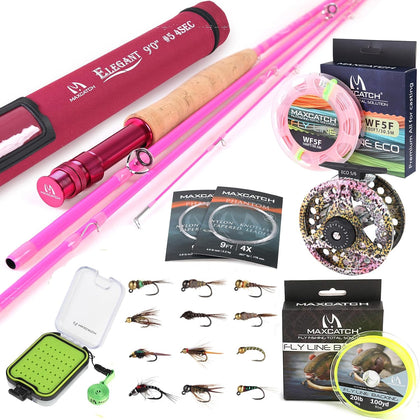 Maxcatch Women's Elegant Pink Fly Fishing Rod: 2/5-weight with Rod Tube