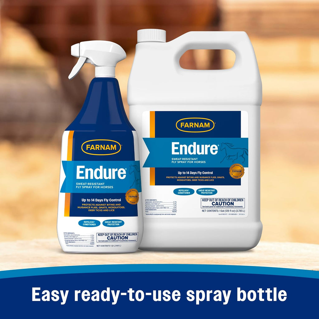 Endure Sweat-Resistant Fly Spray for Horses 128 oz. + Farnam Endure Sweat-Resistant Fly Spray for Horses 32 oz.