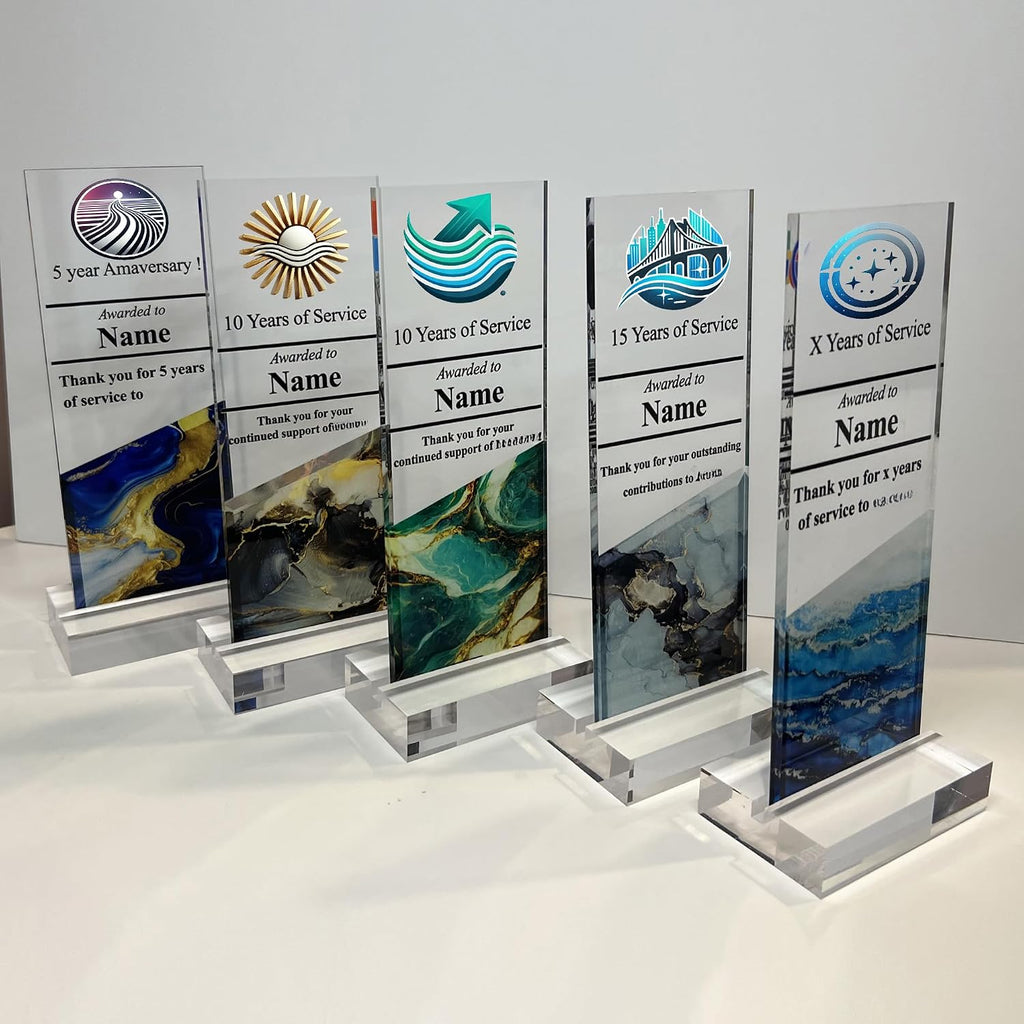 Personalized Corporate Trophy - Customizable Acrylic & Glass Award, for Company Anniversary, Employee Appreciation
