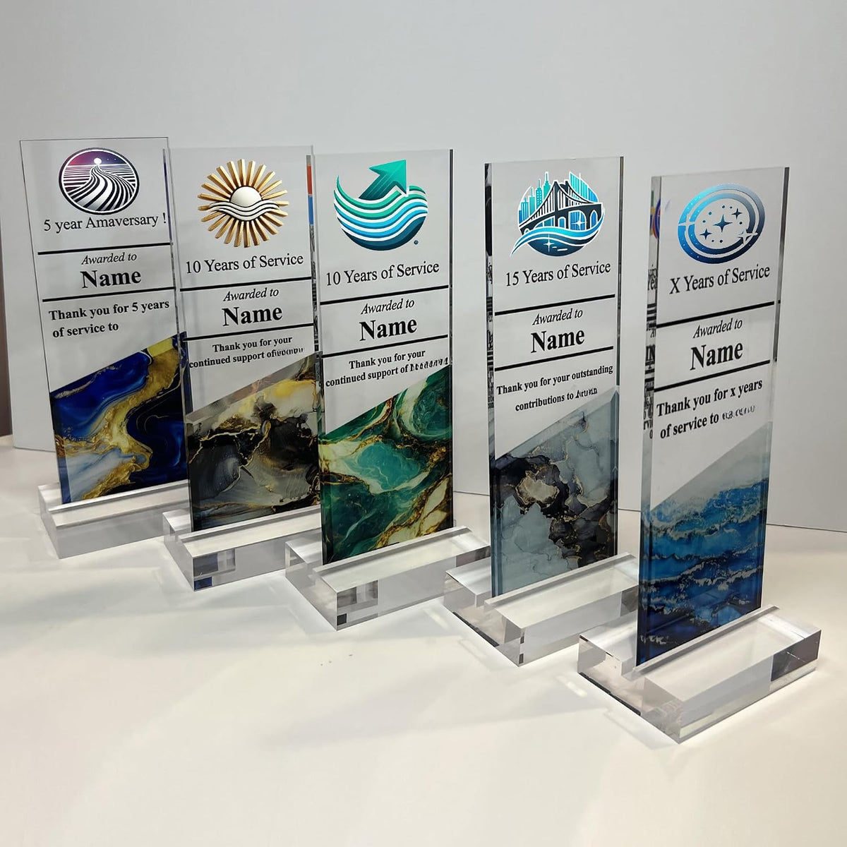 Personalized Corporate Trophy - Customizable Acrylic & Glass Award, for Company Anniversary, Employee Appreciation