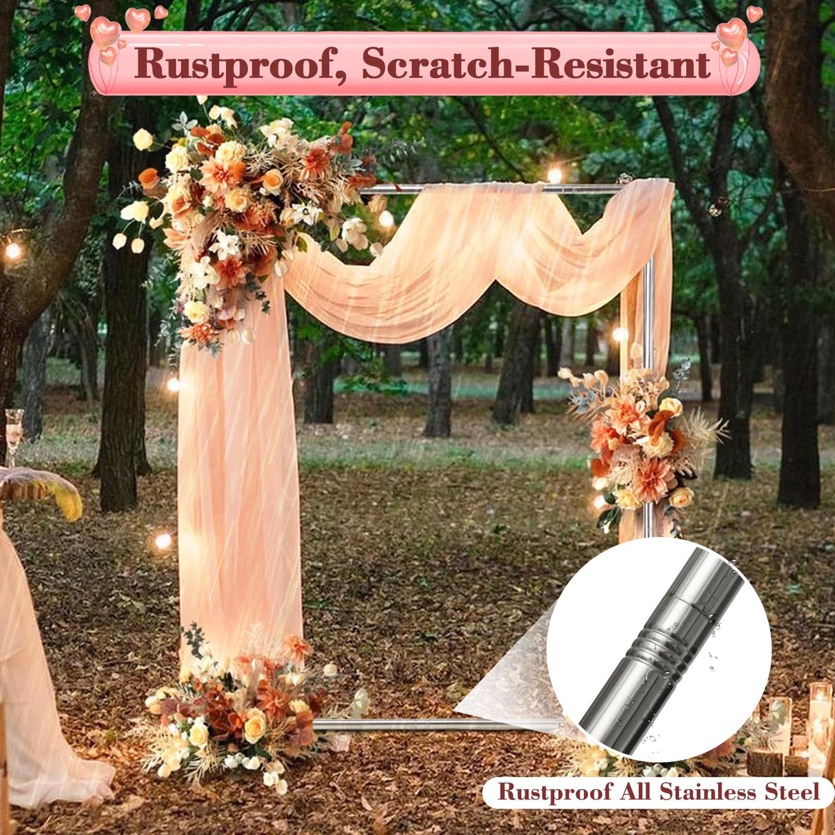 Wedding Arch Backdrop Stand, Heavy Duty 7FT Tall, 4FT Wide Square Rectangular Wedding Arch Frame for Parties Ceremony