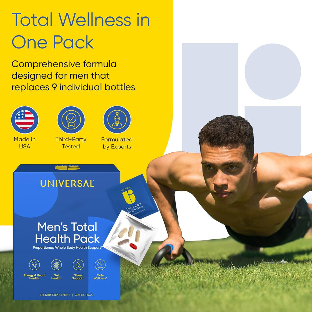 Men's Total Health Daily Vitamin Packs - 22 Essential Minerals & Vitamins for Men, All-in-One Multivitamin Supplement