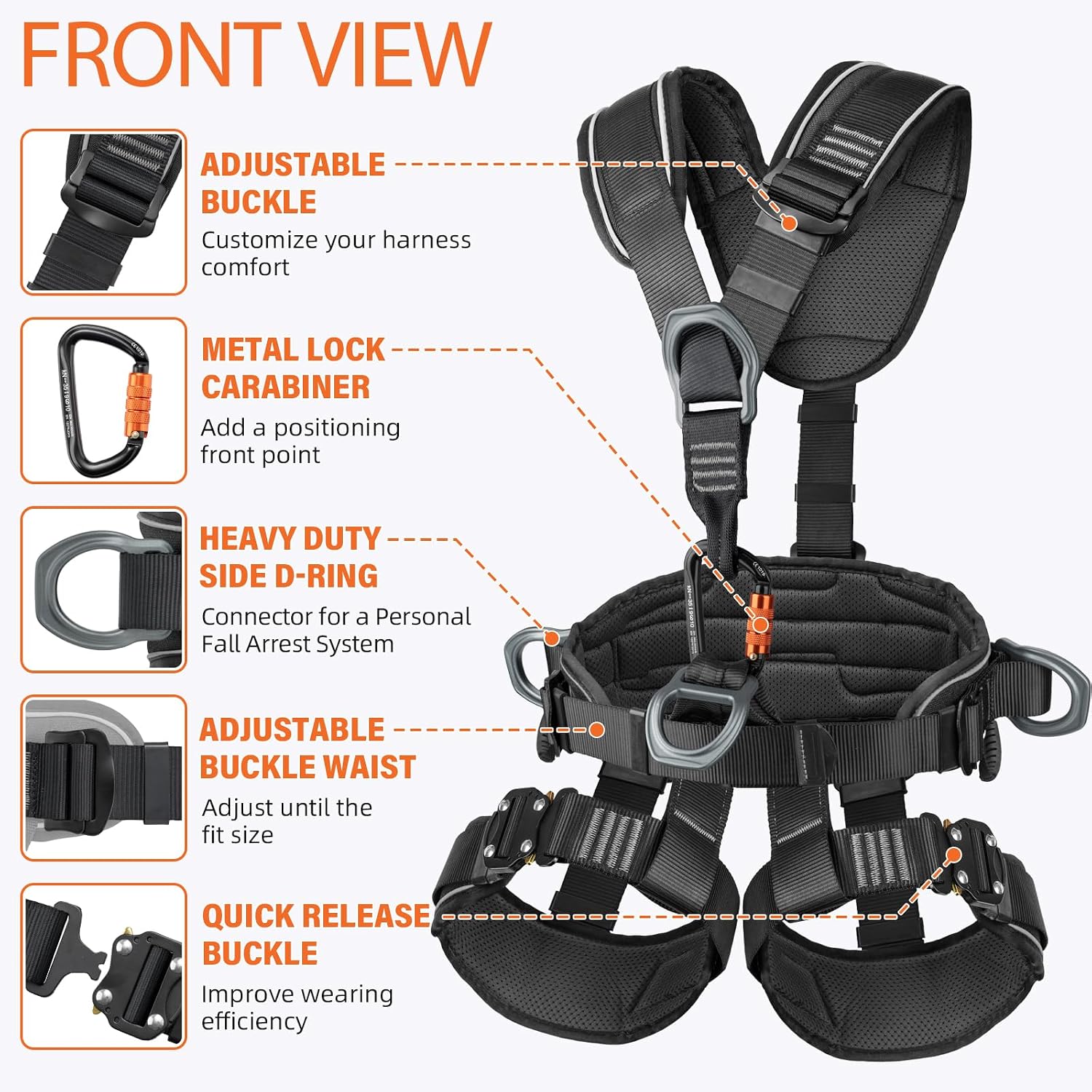 TRSMIMA Safety Harness Fall Protection - Roofing Full Body Climbing Harness | Men Tree Work Rock Climbing Chest