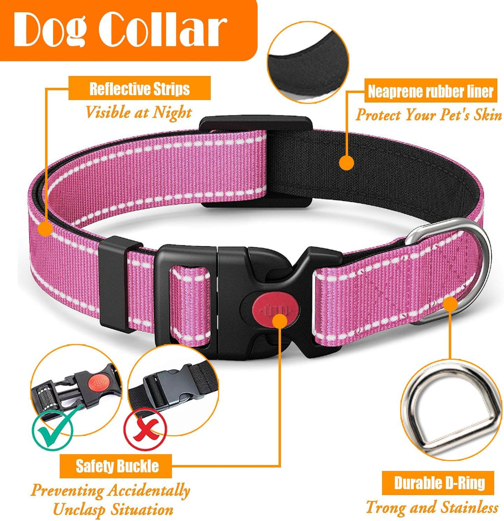 No Pull Dog Harness, Collar & Leash Set | Includes Dog Seat Belt, Collapsible Bowls & Poop Bag Dispenser. Ideal for