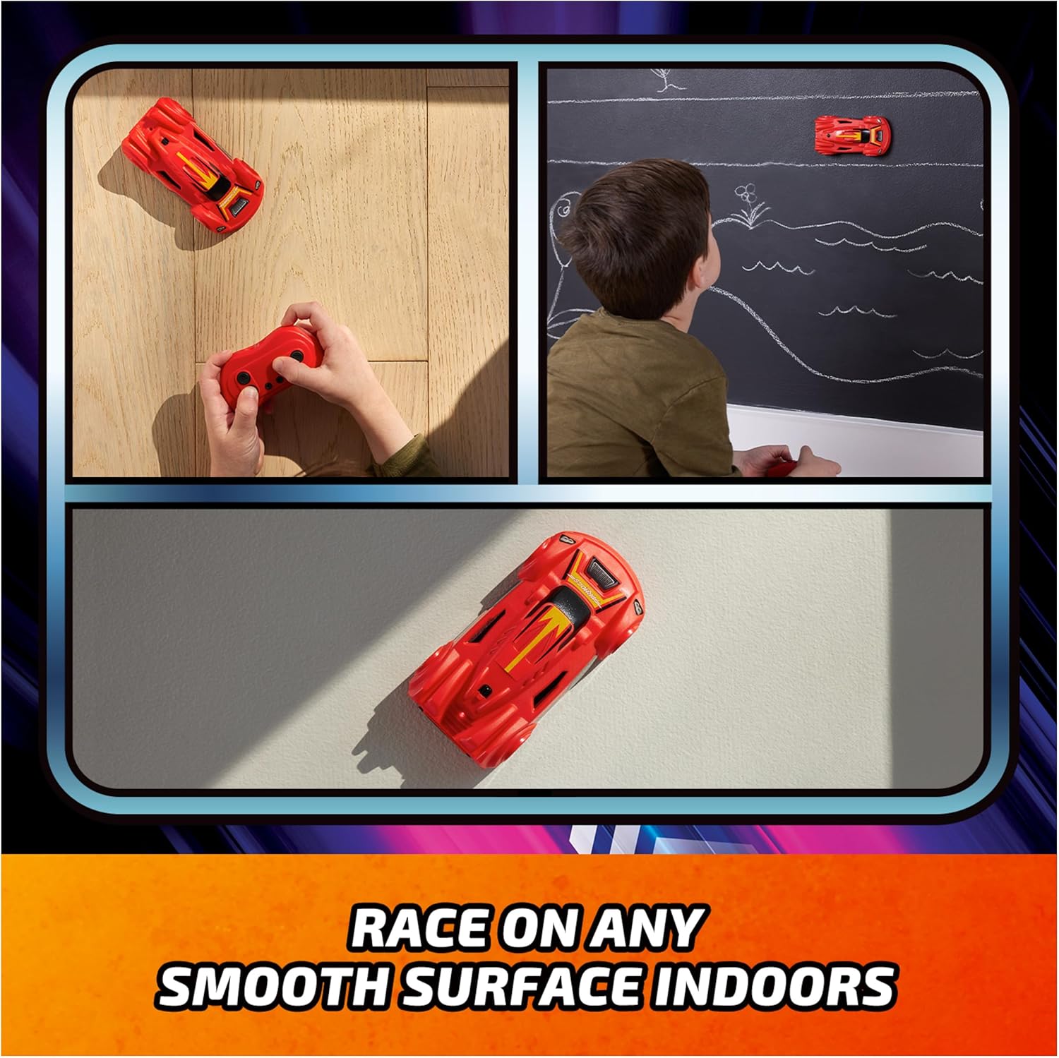 Zero Gravity Sprint RC Car Wall Climber, Red USB Micro B Rechargeable Indoor Wall Racer, Over 5-Inches Long, Toys for
