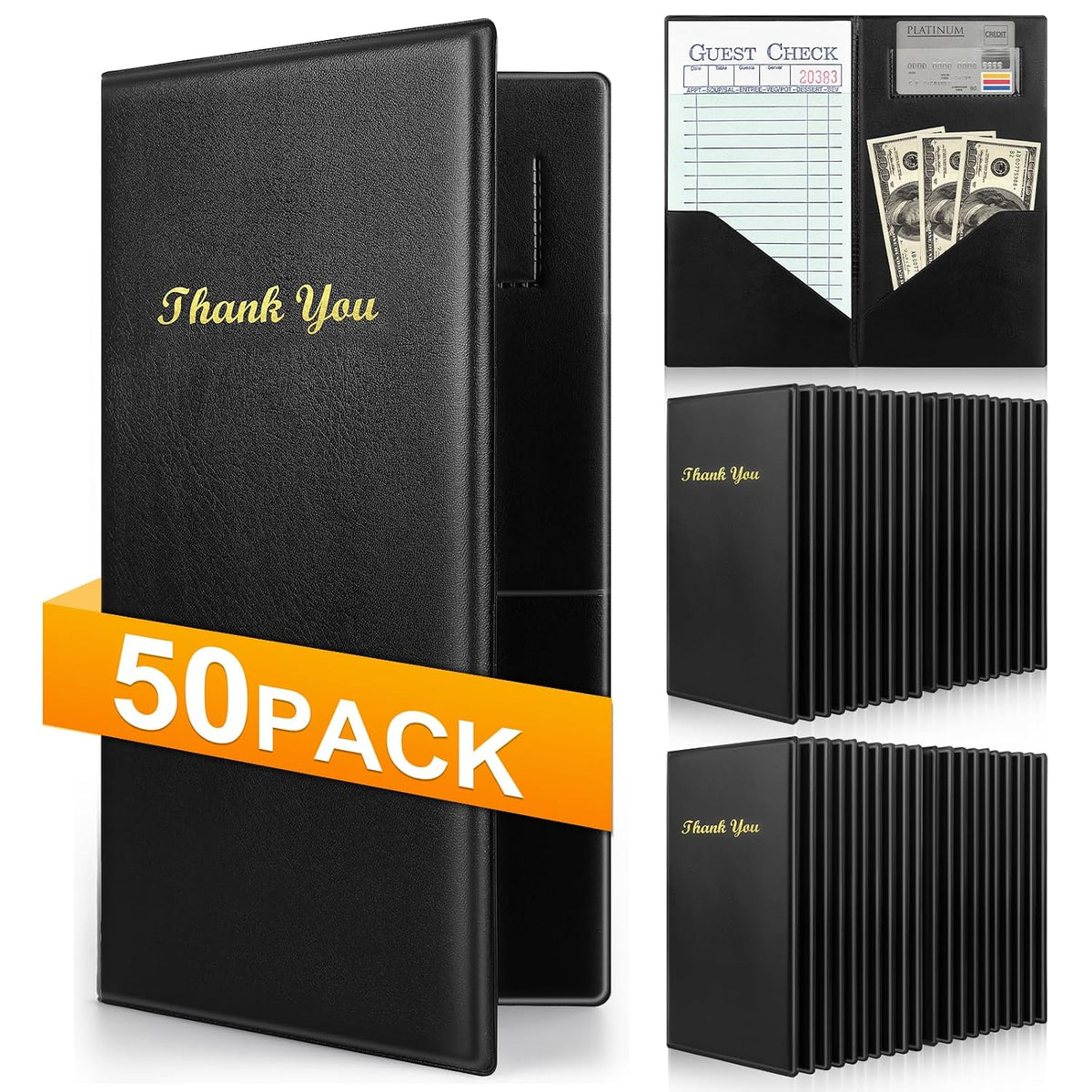 50 Pcs Server Books, Check Presenters for Restaurants