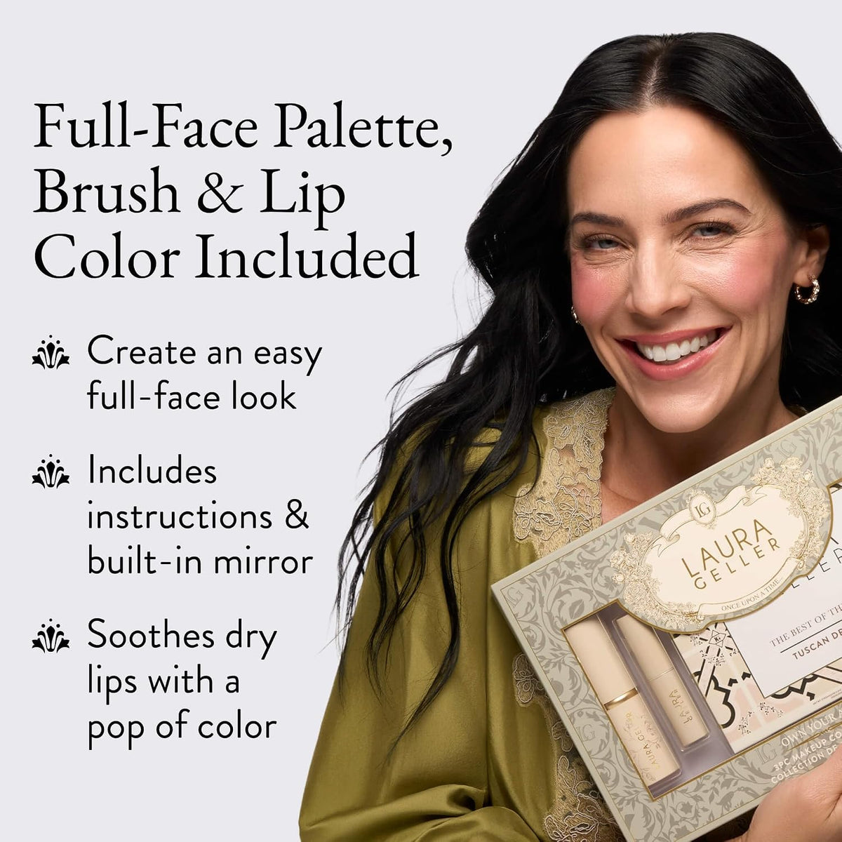 LAURA GELLER Own Your Age Makeup Set | Amazon Exclusive - All-in-One Face Palette, Hydrating Lip Color Balm and